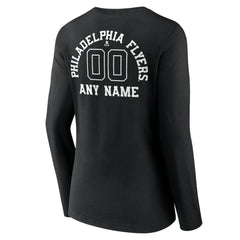 Philadelphia Flyers Women's Personalized Name & Number Monochrome Long Sleeve V-Neck T-Shirt - Black | US 201281545