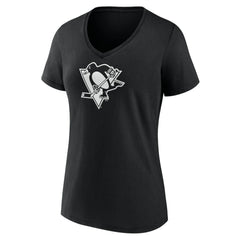Pittsburgh Penguins Women's Personalized Name & Number Monochrome V-Neck T-Shirt - Black | US 201281553