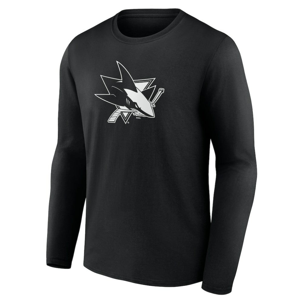 San Jose Sharks Personalized Name & Number Monochrome Long Sleeve T-Shirt - Black | US 201281554