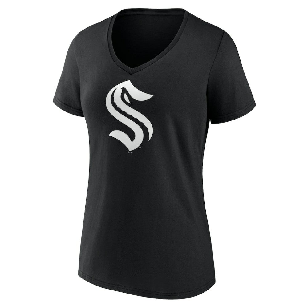 Seattle Kraken Women's Personalized Name & Number Monochrome V-Neck T-Shirt - Black | US 201281565