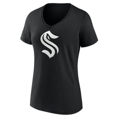 Seattle Kraken Women's Personalized Name & Number Monochrome V-Neck T-Shirt - Black | US 201281565