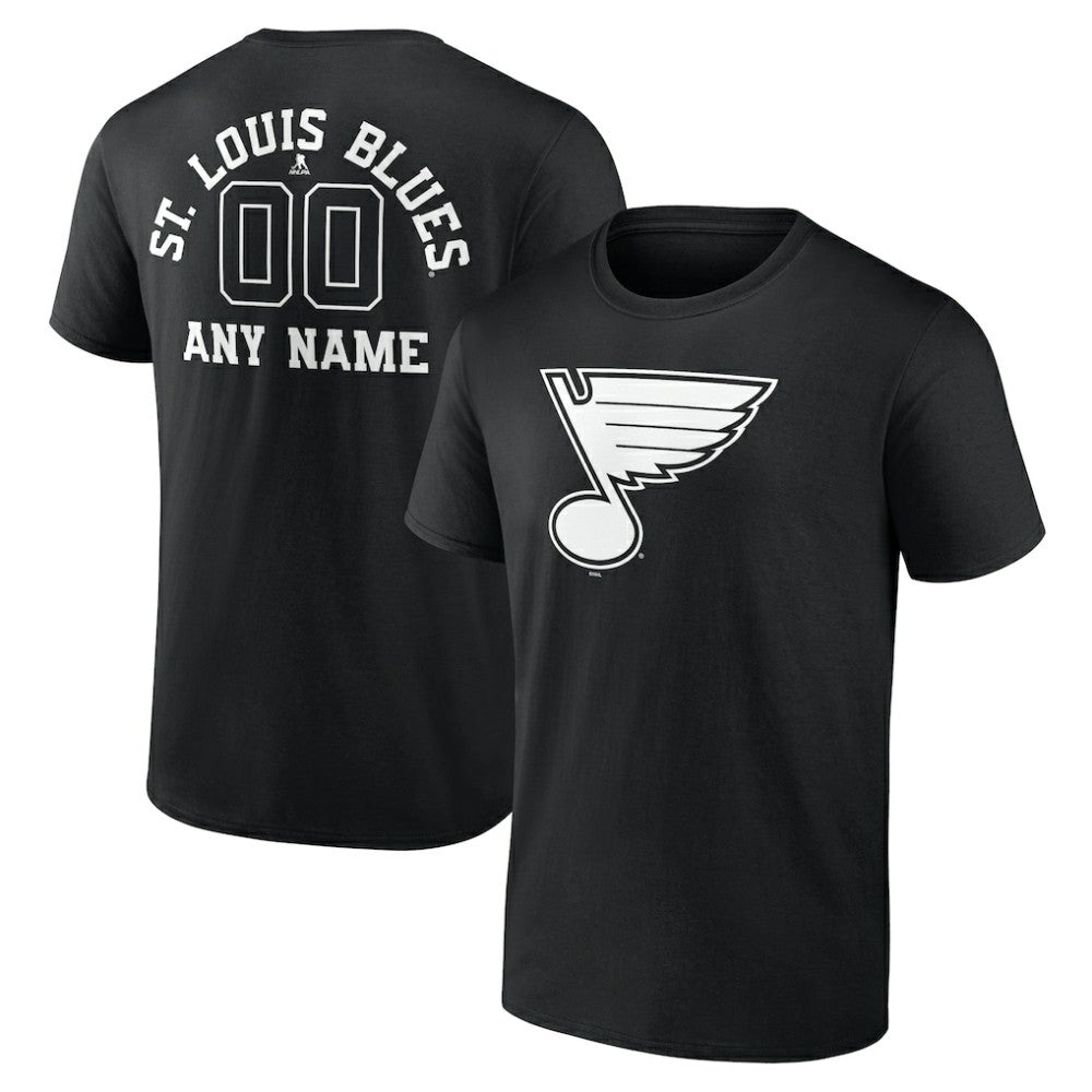 St. Louis Blues Personalized Name & Number Monochrome T-Shirt - Black | US 201281568