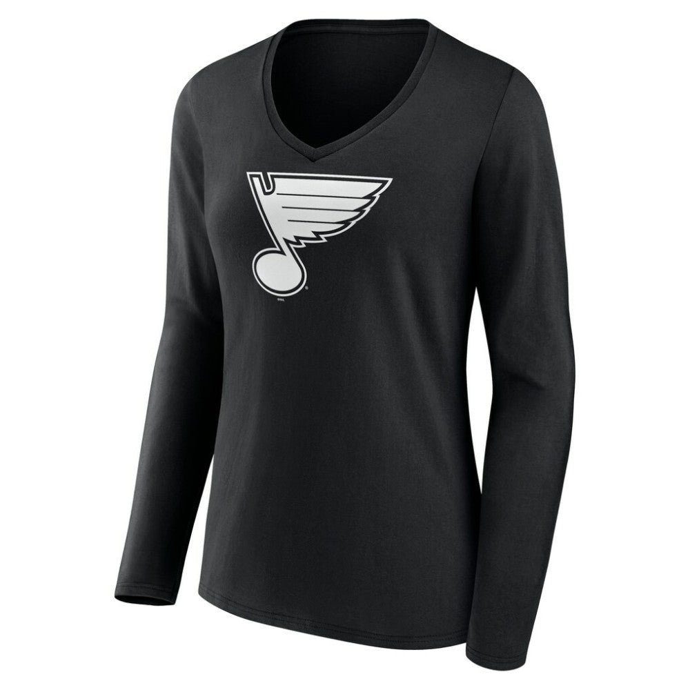 St. Louis Blues Women's Personalized Name & Number Monochrome Long Sleeve V-Neck T-Shirt - Black | US 201281569