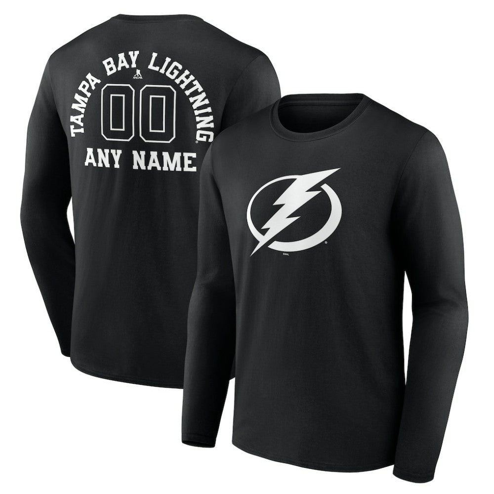 Tampa Bay Lightning Personalized Name & Number Monochrome Long Sleeve T-Shirt - Black | US 201281572