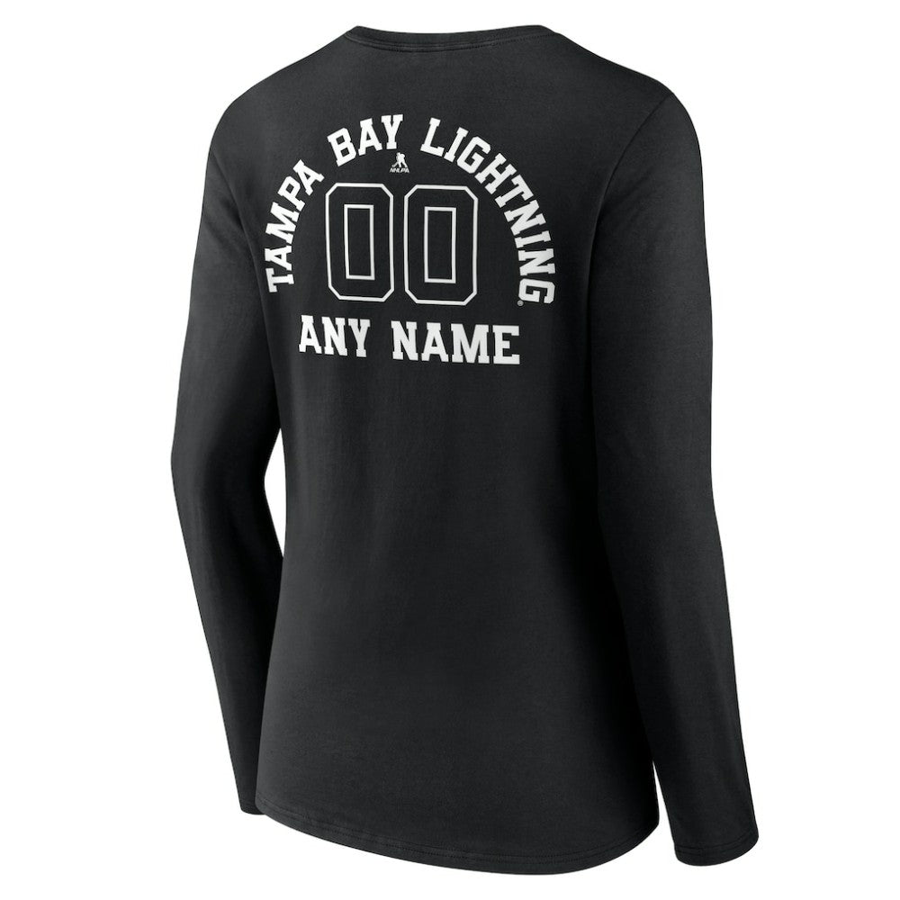 Tampa Bay Lightning Women's Personalized Name & Number Monochrome Long Sleeve V-Neck T-Shirt - Black | US 201281575
