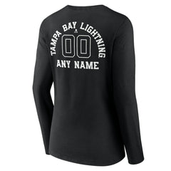 Tampa Bay Lightning Women's Personalized Name & Number Monochrome Long Sleeve V-Neck T-Shirt - Black | US 201281575
