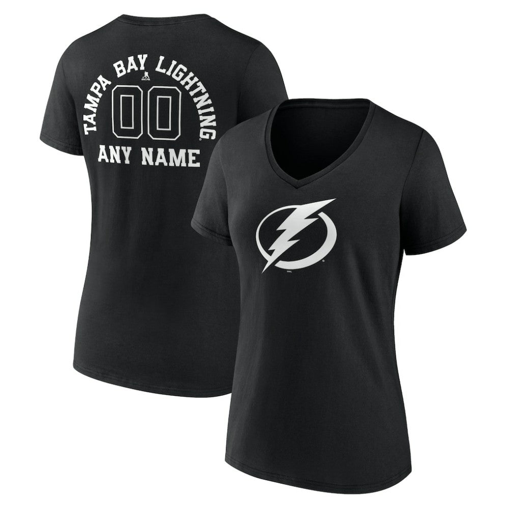 Tampa Bay Lightning Women's Personalized Name & Number Monochrome V-Neck T-Shirt - Black | US 201281577