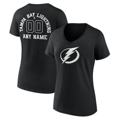 Tampa Bay Lightning Women's Personalized Name & Number Monochrome V-Neck T-Shirt - Black | US 201281577