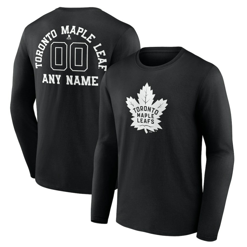 Toronto Maple Leafs Personalized Name & Number Monochrome Long Sleeve T-Shirt - Black | US 201281578