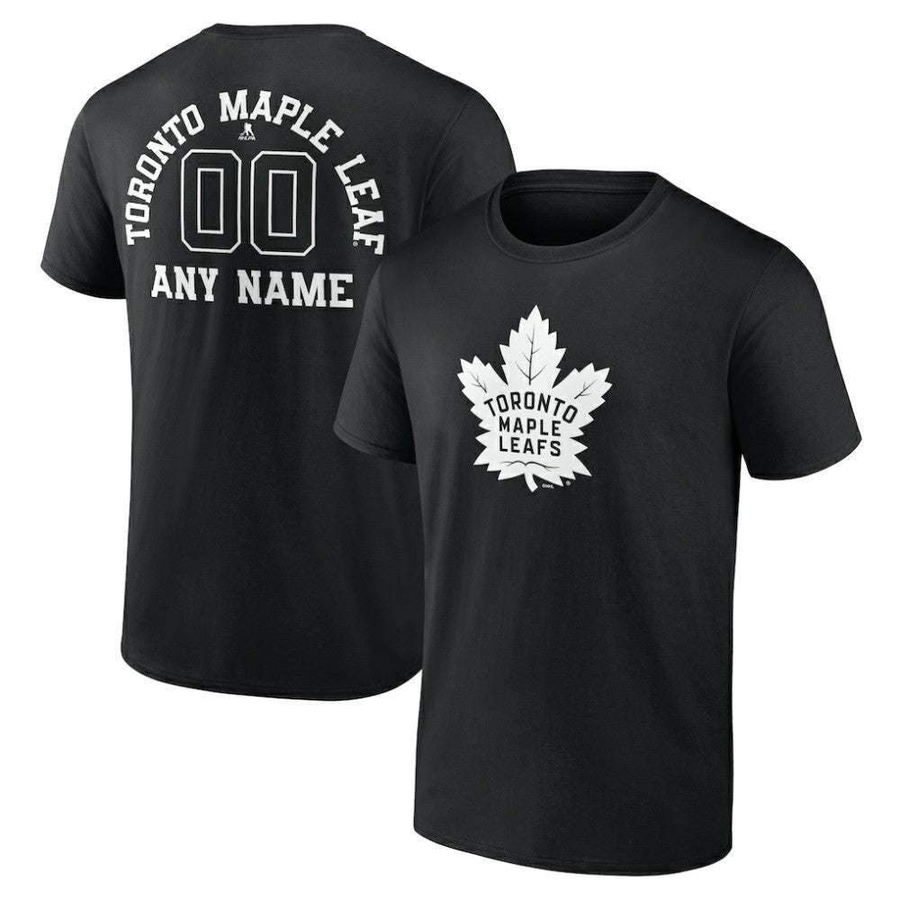 Toronto Maple Leafs Personalized Name & Number Monochrome T-Shirt - Black | US 201281580