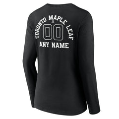 Toronto Maple Leafs Women's Personalized Name & Number Monochrome Long Sleeve V-Neck T-Shirt - Black | US 201281581