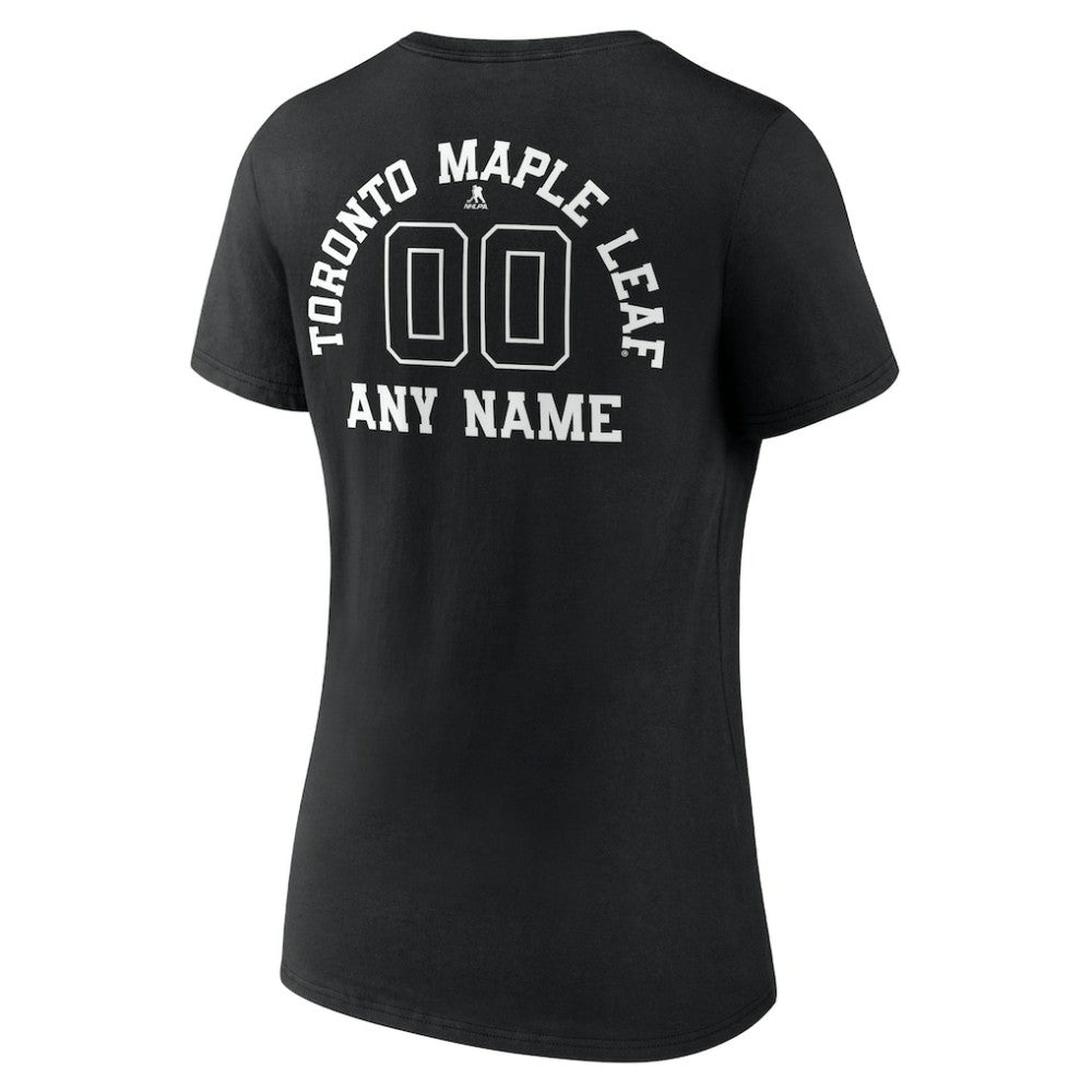 Toronto Maple Leafs Women's Personalized Name & Number Monochrome V-Neck T-Shirt - Black | US 201281583
