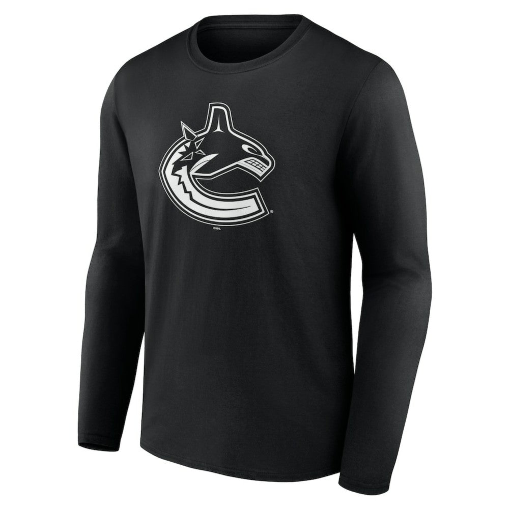 Vancouver Canucks Personalized Name & Number Monochrome Long Sleeve T-Shirt - Black | US 201281584