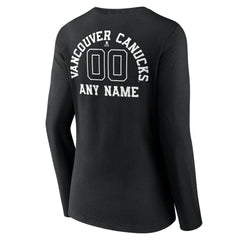 Vancouver Canucks Women's Personalized Name & Number Monochrome Long Sleeve V-Neck T-Shirt - Black | US 201281587