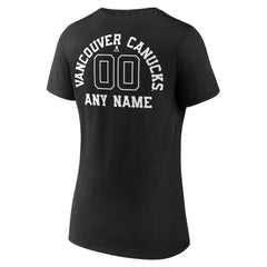 Vancouver Canucks Women's Personalized Name & Number Monochrome V-Neck T-Shirt - Black | US 201281589