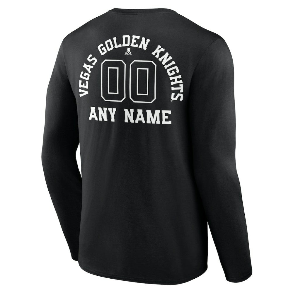 Vegas Golden Knights Personalized Name & Number Monochrome Long Sleeve T-Shirt - Black | US 201281590
