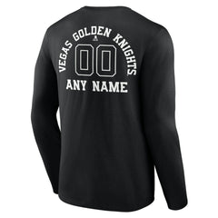 Vegas Golden Knights Personalized Name & Number Monochrome Long Sleeve T-Shirt - Black | US 201281590