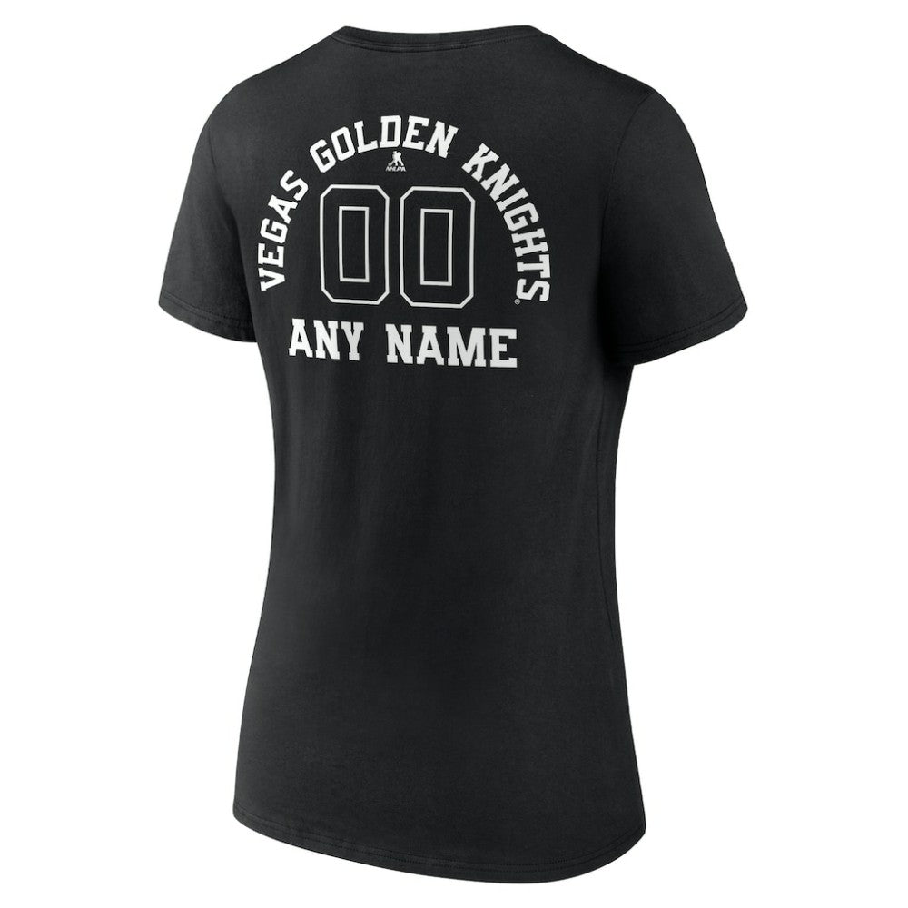 Vegas Golden Knights Women's Personalized Name & Number Monochrome V-Neck T-Shirt - Black | US 201281595