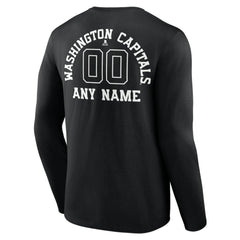 Washington Capitals Personalized Name & Number Monochrome Long Sleeve T-Shirt - Black | US 201281596