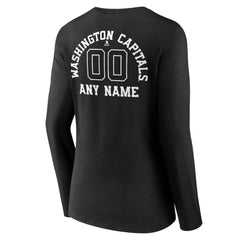 Washington Capitals Women's Personalized Name & Number Monochrome Long Sleeve V-Neck T-Shirt - Black | US 201281599