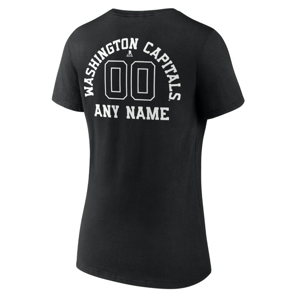 Washington Capitals Women's Personalized Name & Number Monochrome V-Neck T-Shirt - Black | US 201281601
