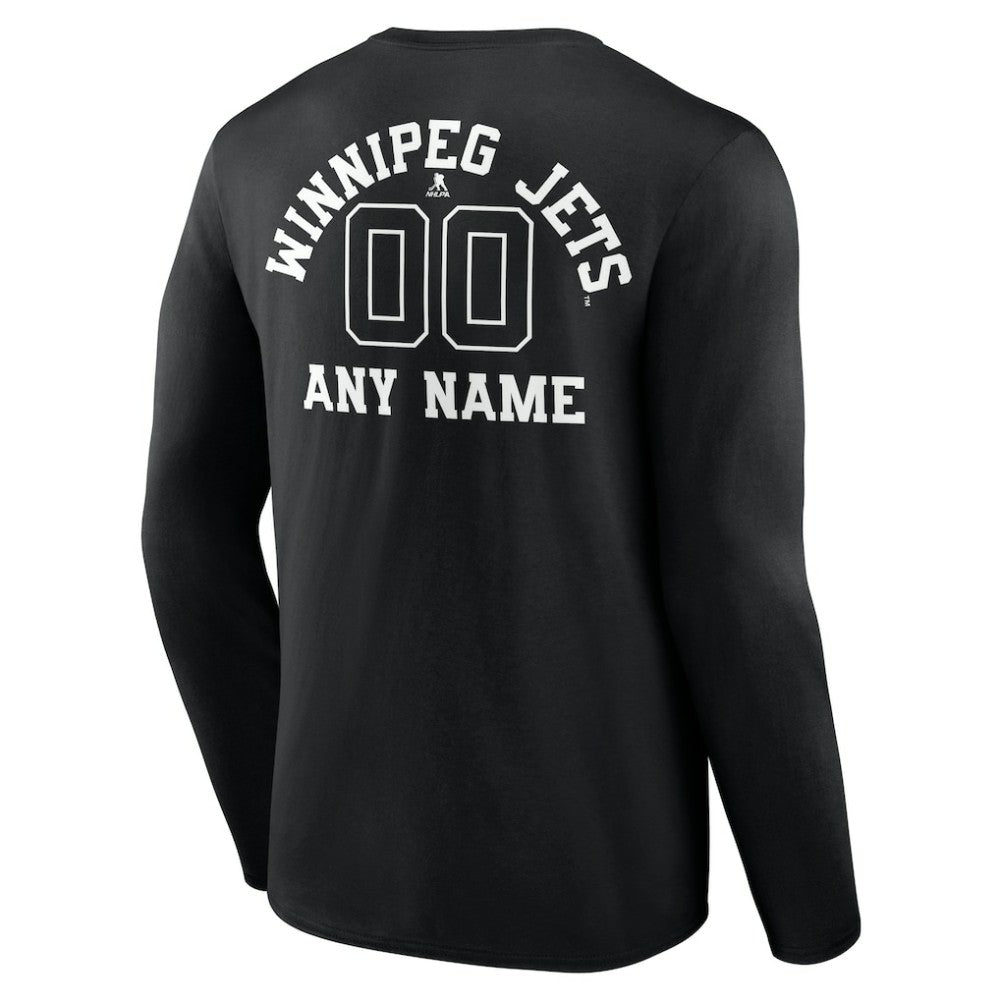 Winnipeg Jets Personalized Name & Number Monochrome Long Sleeve T-Shirt - Black | US 201281602