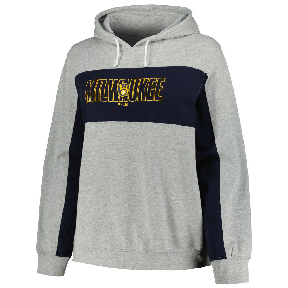 Milwaukee Brewers Profile Women's Plus Size Pullover Jersey Hoodie - Heather Gray Jerseys