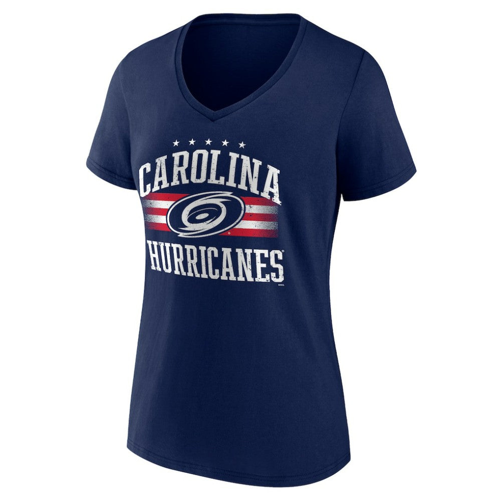 Carolina Hurricanes Women's Americana Team V-Neck T-Shirt - Navy | US 201291083