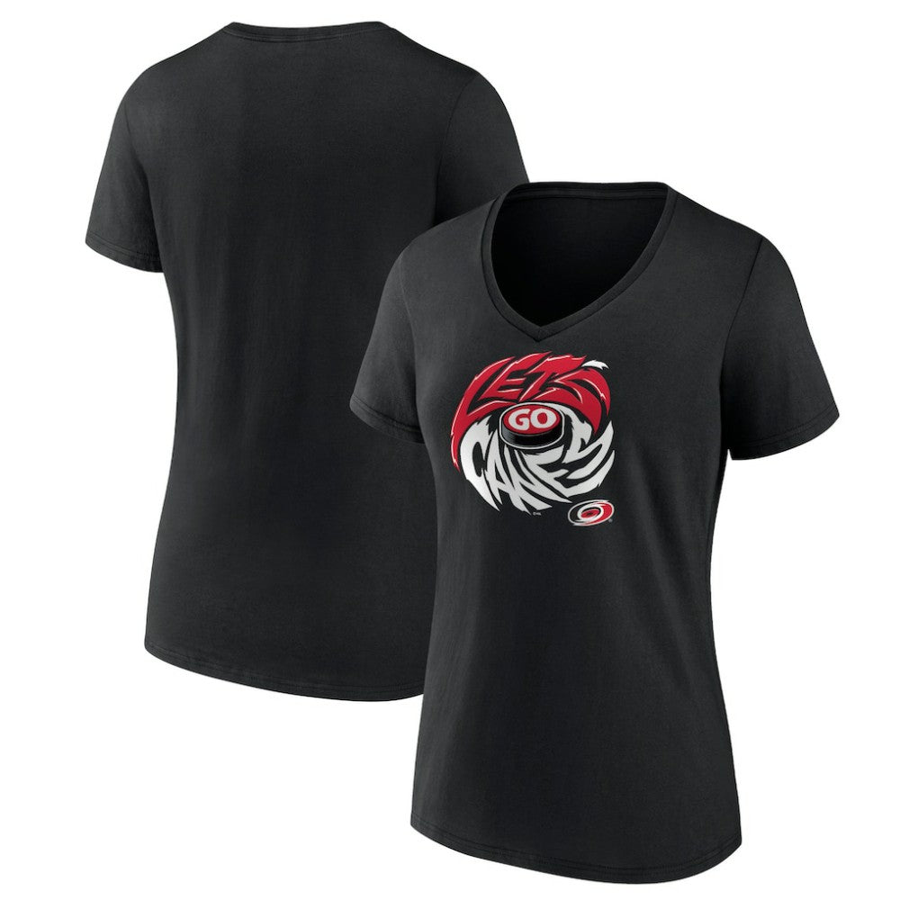 Carolina Hurricanes Women's Native V-Neck T-Shirt - Black | US 201291091
