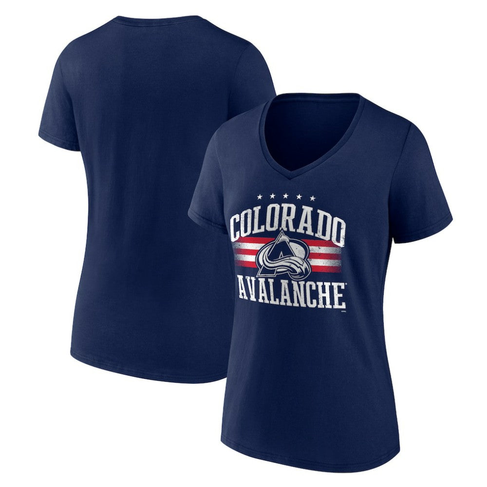 Colorado Avalanche Women's Americana Team V-Neck T-Shirt - Navy | US 201291103