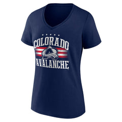 Colorado Avalanche Women's Americana Team V-Neck T-Shirt - Navy | US 201291103