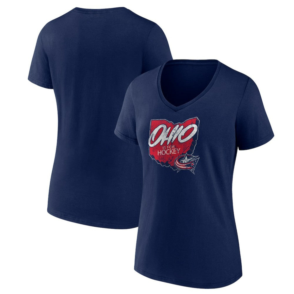 Columbus Blue Jackets Women's Native V-Neck T-Shirt - Navy | US 201291112