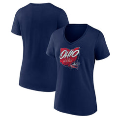 Columbus Blue Jackets Women's Native V-Neck T-Shirt - Navy | US 201291112