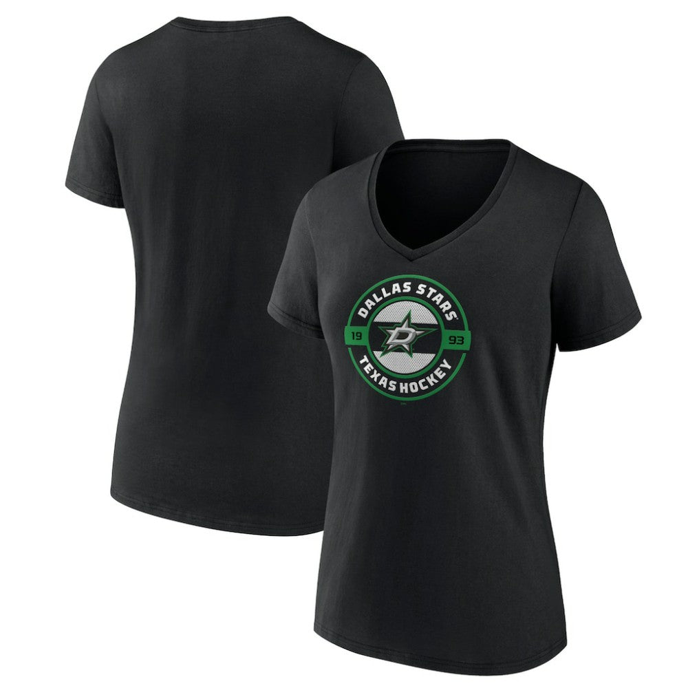 Dallas Stars Women's Native V-Neck T-Shirt - Black | US 201291124