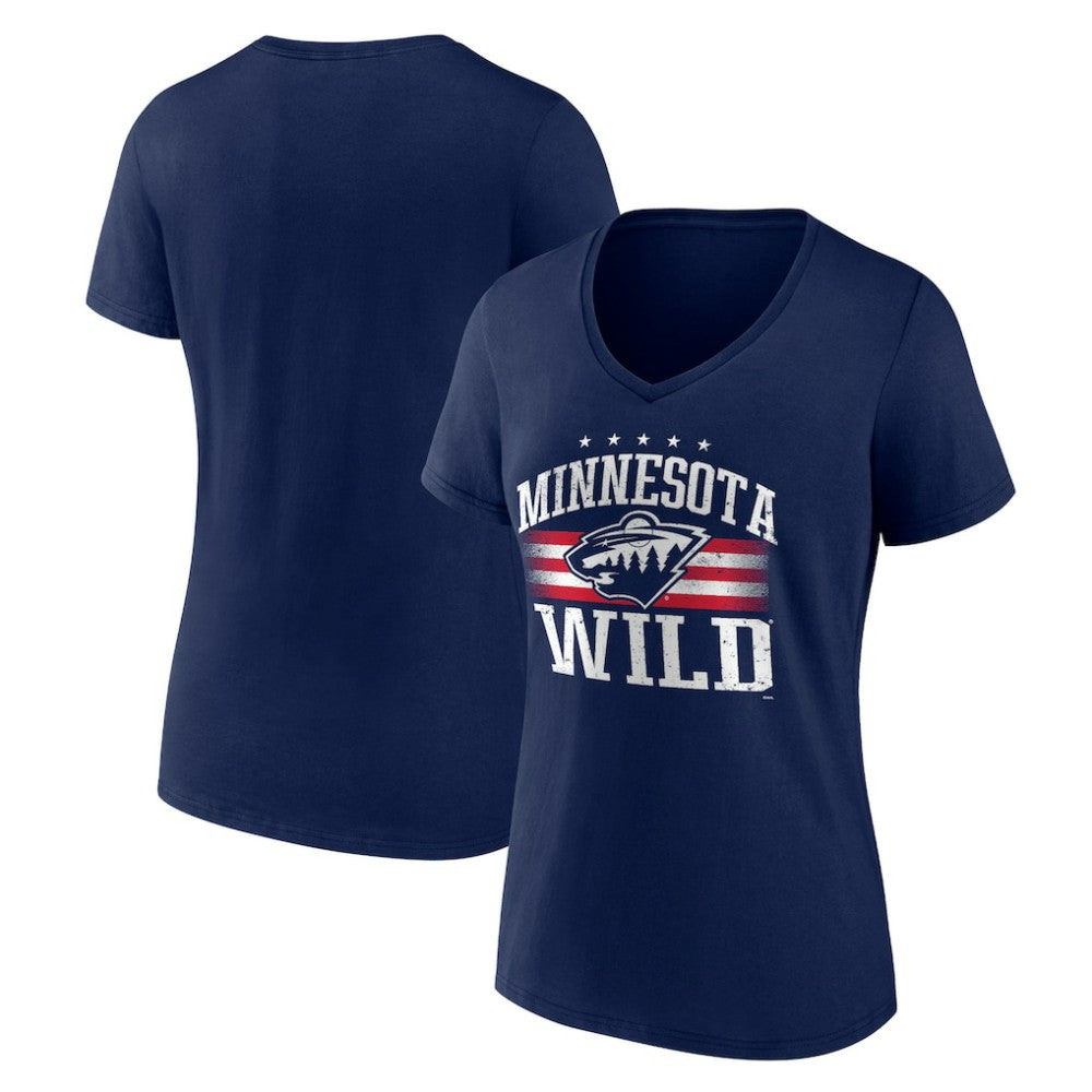 Minnesota Wild Women's Americana Team V-Neck T-Shirt - Navy | US 201291160