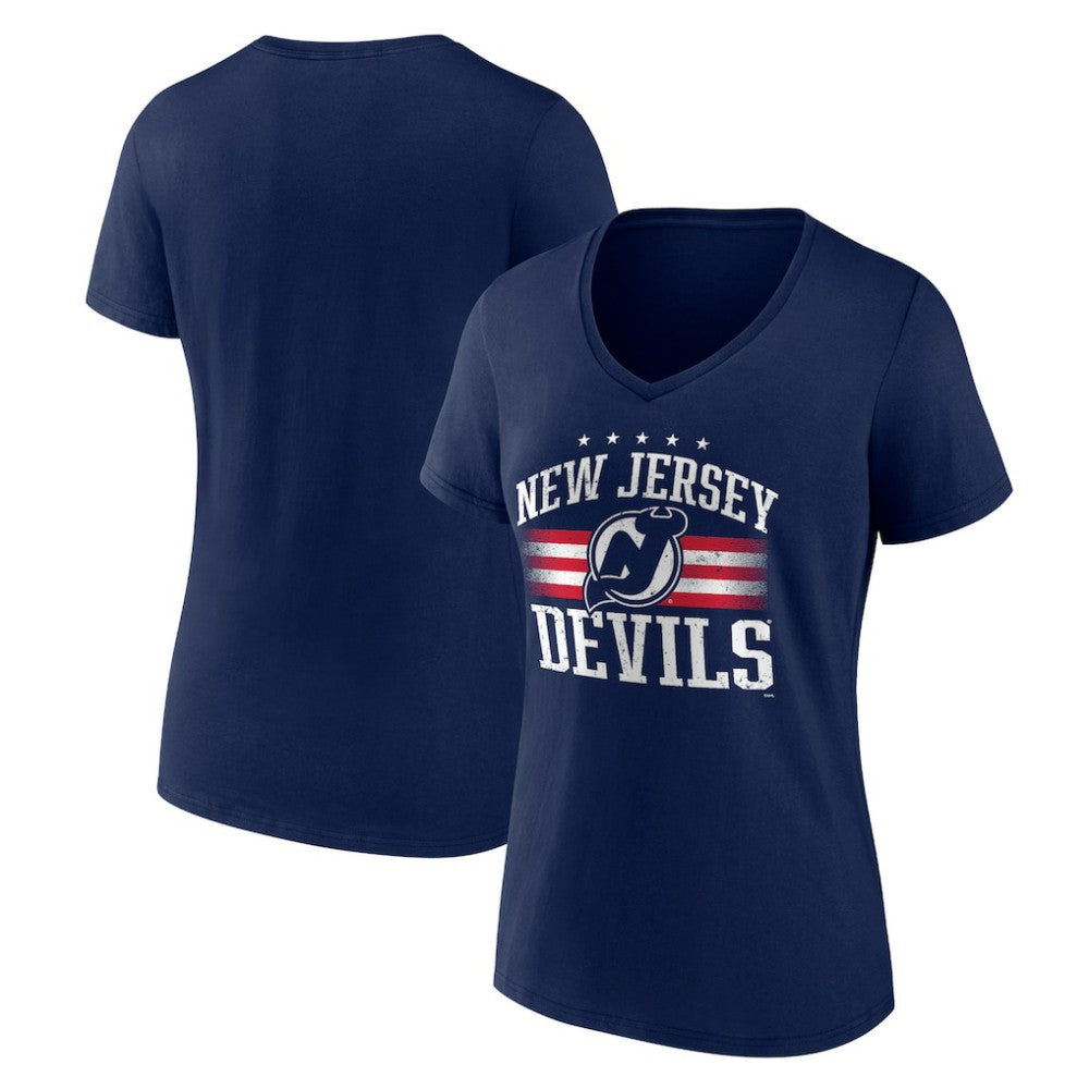 New Jersey Devils Women's Americana Team V-Neck T-Shirt - Navy | US 201291194
