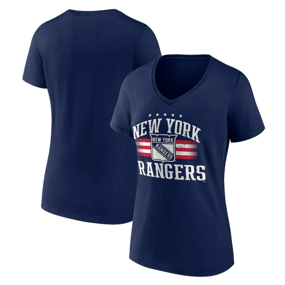 New York Rangers Women's Americana Team V-Neck T-Shirt - Navy | US 201291213
