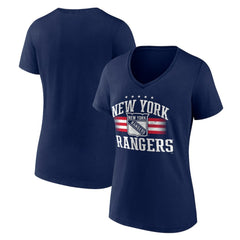 New York Rangers Women's Americana Team V-Neck T-Shirt - Navy | US 201291213