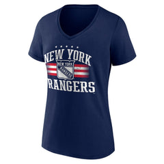 New York Rangers Women's Americana Team V-Neck T-Shirt - Navy | US 201291213