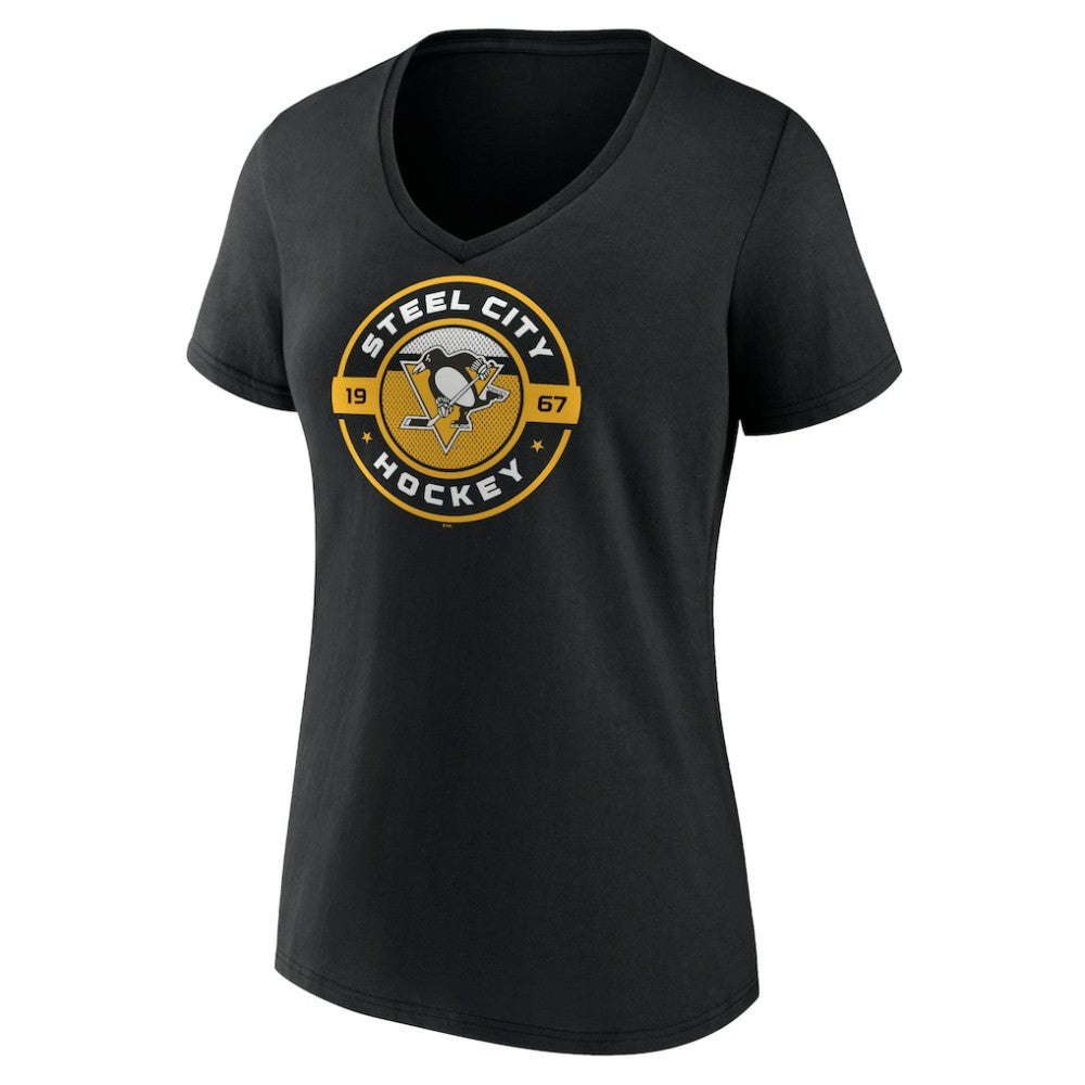 Pittsburgh Penguins Women's Native V-Neck T-Shirt - Black | US 201291243
