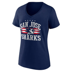 San Jose Sharks Women's Americana Team V-Neck T-Shirt - Navy | US 201291248