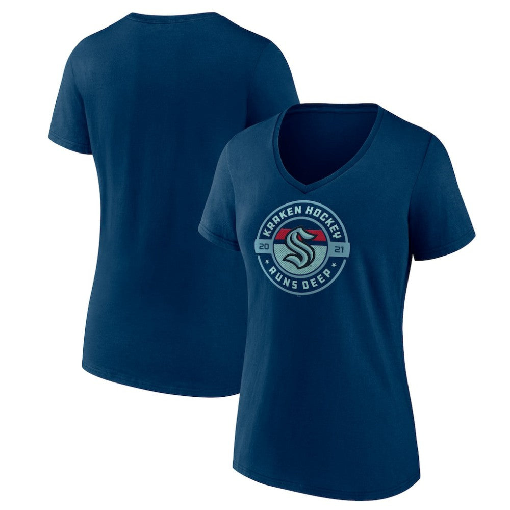 Seattle Kraken Women's Native V-Neck T-Shirt - Deep Sea Blue | US 201291264