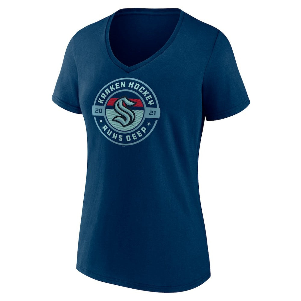Seattle Kraken Women's Native V-Neck T-Shirt - Deep Sea Blue | US 201291264