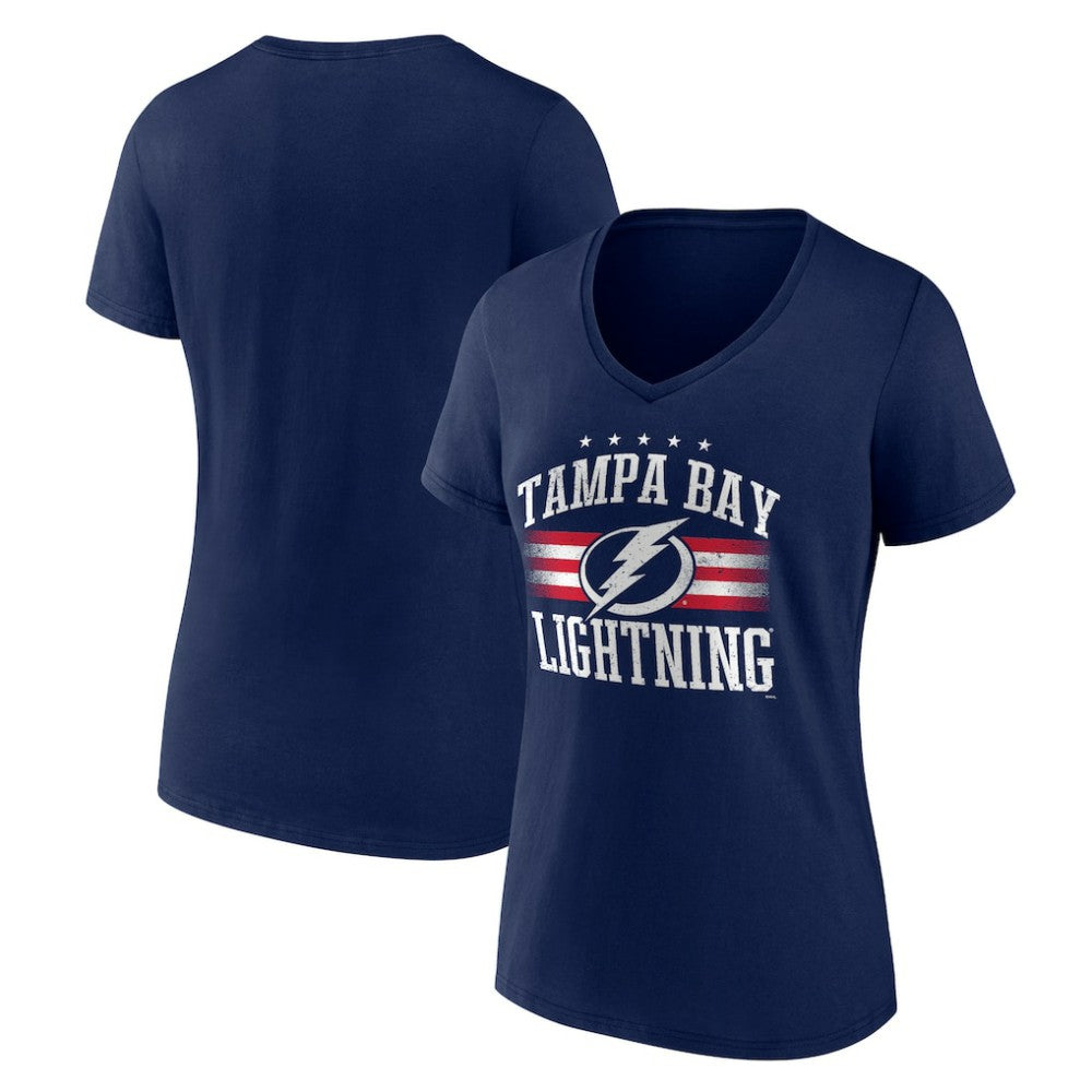 Tampa Bay Lightning Women's Americana Team V-Neck T-Shirt - Navy | US 201291281