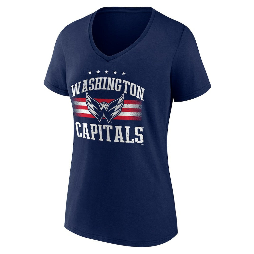Washington Capitals Women's Americana Team V-Neck T-Shirt - Navy | US 201291303