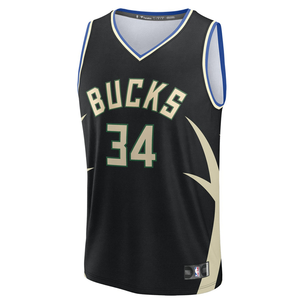 Giannis Antetokounmpo Milwaukee Bucks Fast Break Replica Player Jersey Statement Edition Black - Fanatics