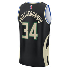 Giannis Antetokounmpo Milwaukee Bucks Fast Break Replica Player Jersey Statement Edition Black - Fanatics