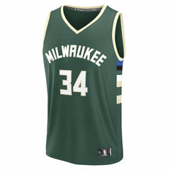 Giannis Antetokounmpo Milwaukee Bucks Youth Fast Break Replica Player Jersey Icon Edition Hunter Green - Fanatics