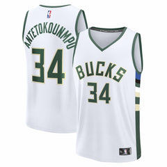 Giannis Antetokounmpo Milwaukee Bucks Youth Fast Break Replica Player Jersey Association Edition White - Fanatics