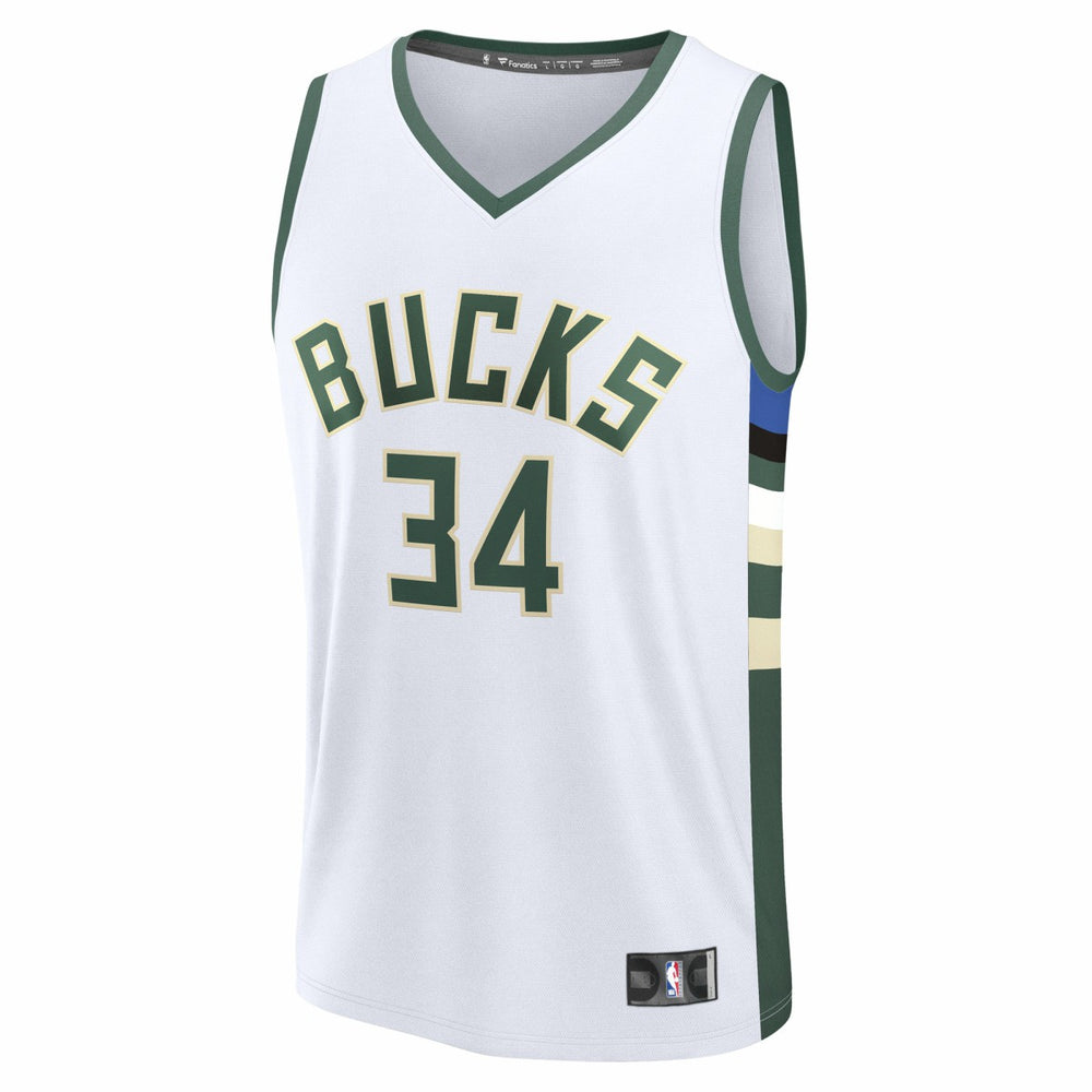 Giannis Antetokounmpo Milwaukee Bucks Youth Fast Break Replica Player Jersey Association Edition White - Fanatics